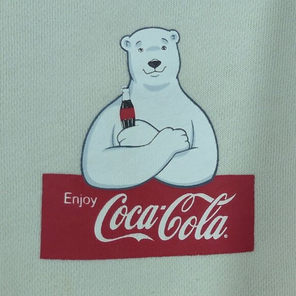 Coca-Cola Hoodie White Sweatshirt Large‎ Penguin Tropical Polar Bear - Picture 4 of 16